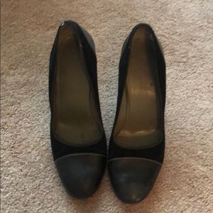 Suede & leather heels